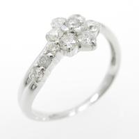 K18WG フラワー ダイヤモンドリング