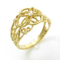 K24YG フラワー ダイヤモンドリング