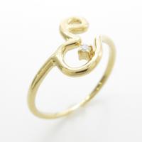 K18YG イニシャルE ダイヤモンドリング