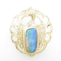 K18YG バード ボルダーオパールブローチ10％引き