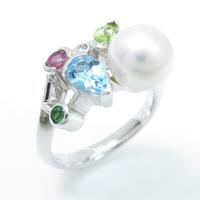 K18WG カラーストーンリング