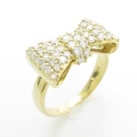 K18YG リボン パヴェ ダイヤモンドリング