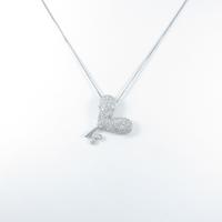 K18WG／PT ハート×キー パヴェ ダイヤモンドネックレス