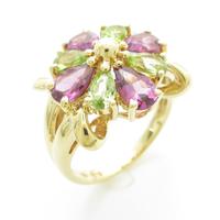 K18YG フラワー ガーネットリング