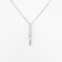 K10WG 2WAY スリーストーン ダイヤモンドネックレス