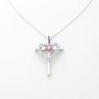 K18WG 2WAY クロス カラーストーンネックレス