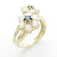 K10YG フラワー サファイヤリング