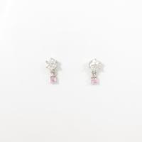 K14WG ピンクサファイヤピアス