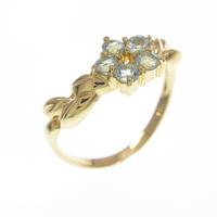 K18YG フラワー アクアマリンリング