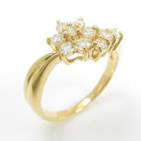 K18YG フラワー ダイヤモンドリング