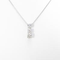 K18WG スリーストーン ダイヤモンドネックレス