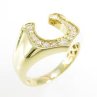 K18YG ホースシュー ダイヤモンドリング