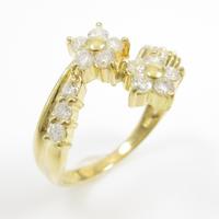 K18YG フラワー ダイヤモンドリング