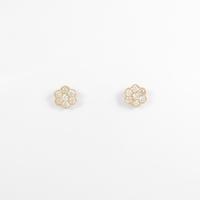 K18PG フラワー ダイヤモンドピアス