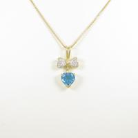 750YG／750WG／K18YG ハート ブルートパーズネックレス