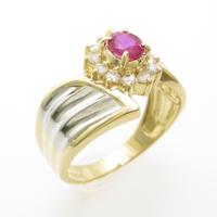 K18YG／PT ルビーリング