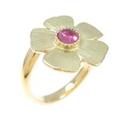 K18YG フラワー トルマリンリング