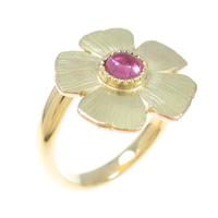 K18YG フラワー トルマリンリング