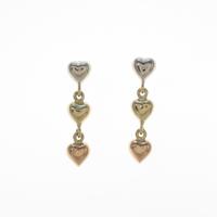 K18スリーカラー ハート ピアス