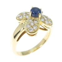 K18YG フラワー サファイヤリング