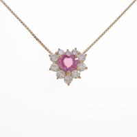 K18PG ハート ピンクサファイヤネックレス