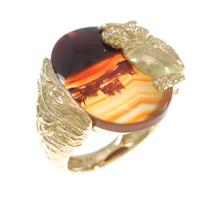 K18YG フクロウ メノウリング