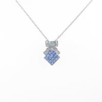 K18WG リボン カラーストーンネックレス