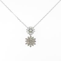 K18WG フラワー タンスイパールネックレス