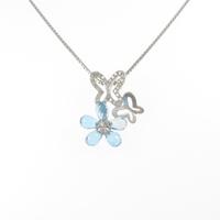 K18WG フラワー×バタフライ ブルートパーズネックレス