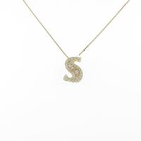 K18YG イニシャルS ダイヤモンドネックレス