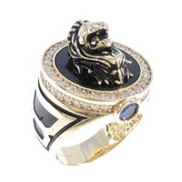 【新品】K18YG ライオン カラーストーンリング