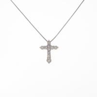 K18WG クロス ダイヤモンドネックレス