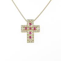 K18YG 2WAY クロス ルビーネックレス