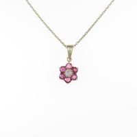 K18YG フラワー ルビーネックレス
