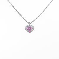 K18WG ハート ピンクサファイヤネックレス