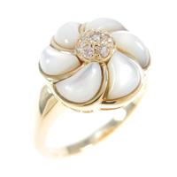 K18YG フラワー マザーオブパールリング