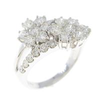 K18WG フラワー ダイヤモンドリング