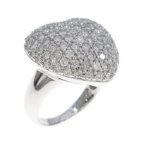 K18WG ハート パヴェ ダイヤモンドリング