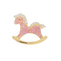 K18YG／K18WG ホース カラーストーンブローチ