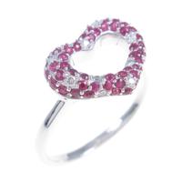 750WG ハート ルビーリング