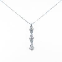 K18WG スリーストーン ダイヤモンドネックレス