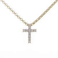 750YG／K18YG クロス ダイヤモンドネックレス