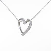 K18WG ハート ダイヤモンドネックレス