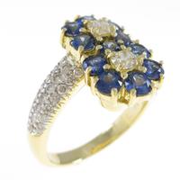 750YG／750WG フラワー サファイヤリング