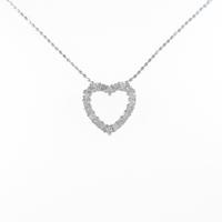 K18WG ハート ダイヤモンドネックレス