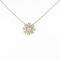 K18YG フラワー ダイヤモンドネックレス