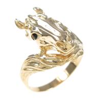 K18YG ホース オニキスリング