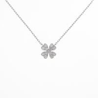 K18WG クローバー ダイヤモンドネックレス