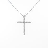 K18WG クロス ダイヤモンドネックレス