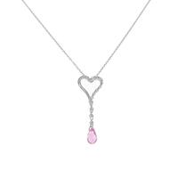 K18WG ハート ピンクサファイヤネックレス